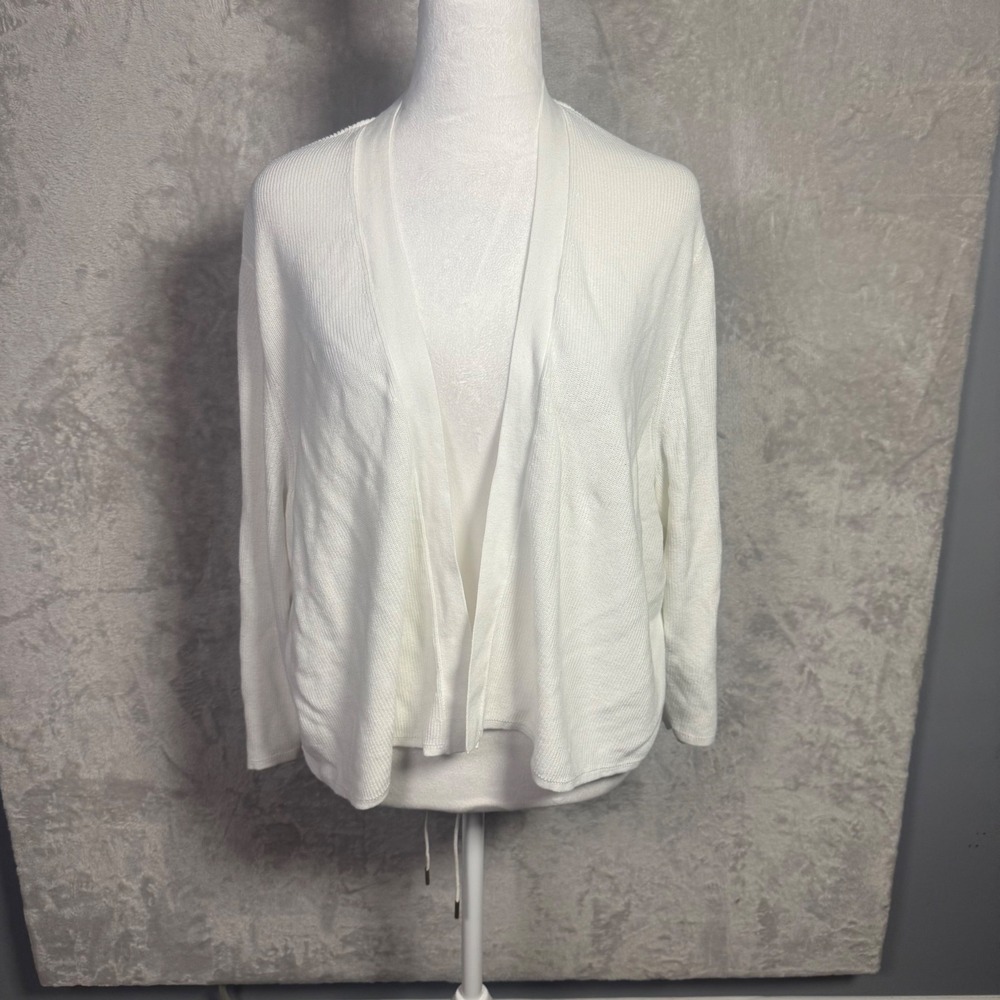 NWT J Jill Womens Open Front Knit Cardigan Sweater 3X White Lightweight‎